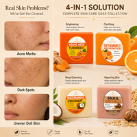 Savon en papier artisanal végétalien anti-acné éclaircissant et blanchissant à la vitamine C naturelle, au curcuma et à l'acide kojique, vente en gros sous marque privée