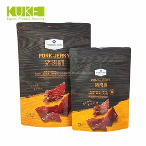 Custom design UV printing plastic stand up packaging zipper beef jerky bags with window
