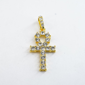 Style Full <b>Cross</b> Pendant Single Row Tennis <b>Chain</b> Personalized Light Luxury Cuban <b>Chain</b> Necklace - Product Image 5