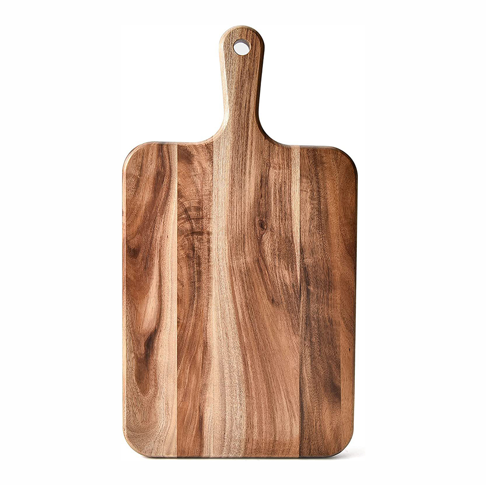 Tabla de cortar de madera de acacia con tabla de cortar con asa para cocina, queso y bandeja para servir alimentos, charcutería