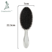 Brosse à cheveux en gros d'usine, personnalisée, pour extensions, avec coussin d'air et poils de sanglier, finition argentée électrolytique