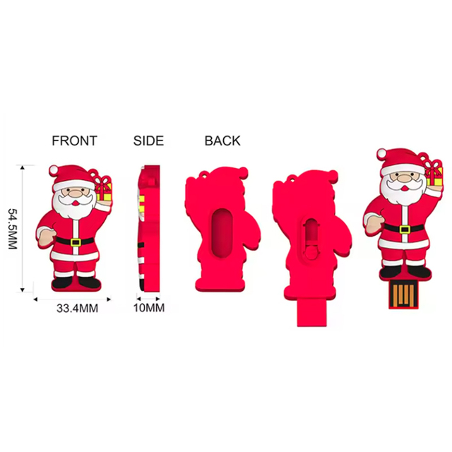 New Festive Cartoon Santa Claus PVC USB 2.0/3.0 Flash Drive 8GB 32GB Christmas Holiday Festival Season Gift
