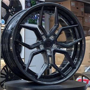 Rines de Aleación de Fibra de Carbono Forjada de 2 Piezas, Personalizados, 5x130, 5x114.3, 5x112, de 17-26 Pulgadas, con Acabado Cepillado, para Autos de Lujo como Tesla y Porsche - Product Image 1