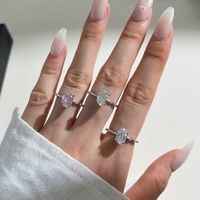 NATUNA Vente en gros sur mesure Bague de fiançailles en argent 925 avec diamant principal de laboratoire de forme ovale radiante et moissanite réglable