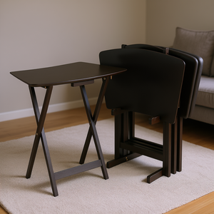 Anila Coffee Snack <b>Table</b> Set 5 Piece <b>Foldable</b> Modern Living Room Furniture - Product Image 2