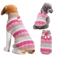 Pull d'hiver de luxe nordique pour grands chiens, personnalisé, rose, Noël, design cloche tridimensionnelle, Golden Retriever