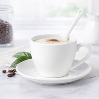Ensemble de tasses à café en céramique Espresso Barista 80 ml Cappuccino 220 ml avec assiette et cuillère