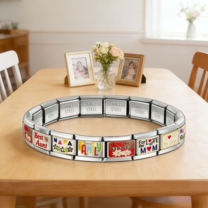 Le dernier bracelet à breloques italien DIY Family & Love, en acier inoxydable émaillé de 9 mm, pour femme, cadeau pour maman, papa, <span class=keywords><strong>grand</strong></span>-mère - Product Image 4