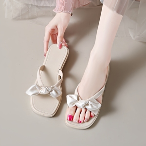 <span class=keywords><strong>Sandalias</strong></span> de Playa para Mujer, Nuevas, de Verano, Versátiles, con Lazo Decorativo, Planas, Antideslizantes, Estilo Escolar, Suela Suave - Product Image 2