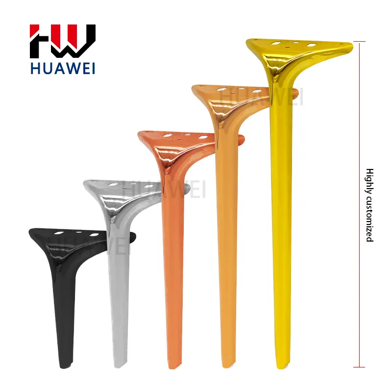 HUAWEI Fábrica al por mayor Espesar Forma de azada Hardware Sofá Muebles Pata Antideslizante Gabinete Acero Metal Mesa de comedor Pata