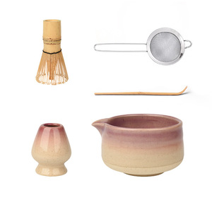 Ensemble cadeau de thé matcha écologique, bol à matcha en céramique minimaliste à dégradé rose et support pour fouet, pour la maison ou le bureau - Product Image 6