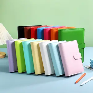 HongShun pu cuero planificador organizador lindo cuaderno planificador personalizado A5 macaron A6 carpeta presupuesto carpeta con sobres de efectivo