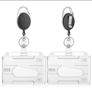 Intrekbare Sleutelhanger 2 Id Creditcard Badge Haspel Houder Anti Verloren Haak Gesp Nylon Koord Draad Carabiner Clip Badge Sleutel Haspel