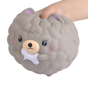 Cute Gray Dog Shape Silicone <b>Squishy</b> Toy Soft Slow Rebound Promotional Gift With Logo Printing - Product Image 5