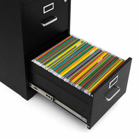 Archivador Metálico Negro Moderno de 2 Cajones, Gabinete de Almacenamiento de Acero con Cerradura para Documentos, Archivador Vertical
