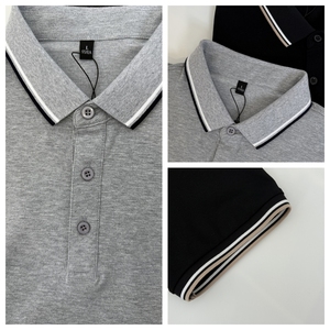 T-shirt en coton tricoté, boutons mats, poignets côtelés anti-déformation, respirant, haut de <span class=keywords><strong>golf</strong></span> professionnel, polo pour homme avec col contrasté - Product Image 3