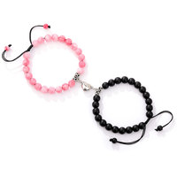Bracelet en agate naturelle, bracelets magnétiques assortis en forme de cœur, 2 pièces, cadeaux de la Saint-Valentin pour couples, bracelets d'amitié
