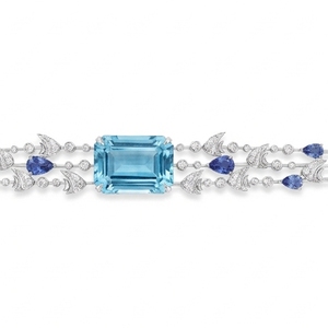 [Salon international de la bijouterie de Hong Kong] Bracelet élégant en argent sterling inspiré de l'océan avec accents de topaze, de diamants et de saphirs - Product Image 2
