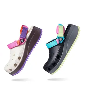 2023 summer new thick soled hole shoes classic rainbow cool walking anti skid sandals wear resistant beach hole slippers