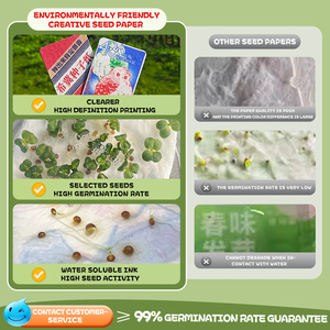بطاقات بذور تحية شكرا لك مخصصة ، ورق قابل للتحلل مع بذور مرئية بالكامل ، ورق بذور - Product Image 6