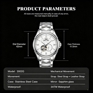 Reloj de pulsera para hombre, de acero inoxidable, de lujo, personalizado, con movimiento mecánico automático, esqueleto, japonés, Citizen, Seiko, Eta, fabricado en China - Product Image 2