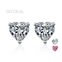 Vente en gros usine Boucles d'oreilles clous tendance pour femme en argent sterling 925 avec moissanite taille cœur 1CT 2CT