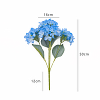 Fleurs d'hortensia artificielles à cinq têtes, blanches, effet toucher réel, pour décoration de mariage et allées fleuries