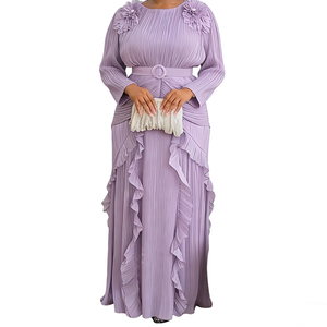 <span class=keywords><strong>Robe</strong></span> <span class=keywords><strong>longue</strong></span> plissée élégante pour femmes de bureau, ceinturée, coupe trapèze, unie, taille empire, grande taille, style <span class=keywords><strong>africain</strong></span>, pour les fêtes printemps-automne - Product Image 3