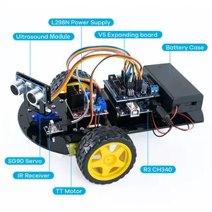 स्मार्ट रोबोट कार 2wd चेसिस किट अल्ट्रासोनिक मॉड्यूल, रिमोट के लिए रिमोट