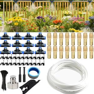 Kit de Riego por Goteo de Conexión Rápida, 1/2 Pulgada, Plástico PE y Latón, Sistema de Microaspersión para Jardín, Fácil Instalación - Product Image 1