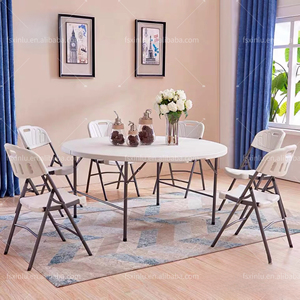 Table ronde pliante en plastique blanc <span class=keywords><strong>disponible</strong></span> pour les événements extérieurs, les mariages décontractés, les banquets et les fêtes - Product Image 4