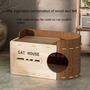 Casa para Gatos de Madera Multifuncional de Alta Demanda con Rascador de Sisal y Zona de Descanso Cerrada para Gatos Domésticos de Interior - Product Image 2