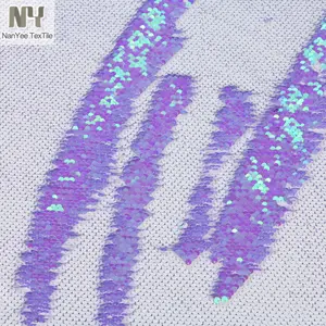 Nanyee tecido de lantejoulas iridescente, lilac branco reversível 5mm