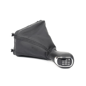 Couvre-poignée de levier de vitesses Skoda en cuir 5 6 vitesses argent noir pour Skoda Superb - Product Image 1