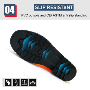 Bottes de sécurité en PVC CE S5 <span class=keywords><strong>orange</strong></span>, hauteur genou, antidérapantes, imperméables, résistantes à l'huile, aux acides et aux alcalis, avec embout en acier, anti-perforation et antistatiques - Product Image 6