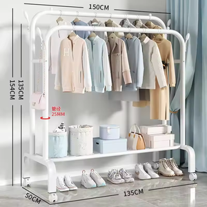 Nuevo <span class=keywords><strong>Perchero</strong></span> Doble de Metal para Ropa, <span class=keywords><strong>Perchero</strong></span> de Doble Capa para Dormitorio con Zapatero - Product Image 4