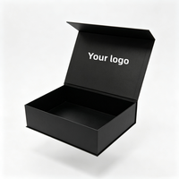 Caja de Regalo Plegable Magnética Negra Mate, Biodegradable y Reciclable, con Logotipo Personalizado de Lujo, para Ropa Grande