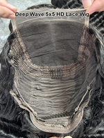 2025 nouvelle perruque avant en dentelle de cheveux brésiliens sans colle HD 5*5 longueur de fermeture de vague profonde avec matériel de dentelle suisse