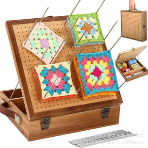 Wooden Crochet Board With Pegs And Storage For Hand Knitting Craft Tools - Product Image 1