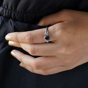 Black Tourmaline Natural <b>Crystal</b> Solid 925 Silver Luxury Unisex Boho <b>Ring</b> for Wedding and Party Gift - Product Image 4