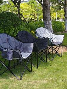 Chaise de <span class=keywords><strong>camping</strong></span> pliante en métal, style minimaliste italien, portable, rembourrée, double couche, surdimensionnée, pour l'extérieur - Product Image 2