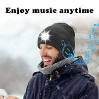 Auriculares inalámbricos LED para deportes al aire libre, gorro de punto, auriculares Bluetooth 5,0, altavoces estéreo, gorra con luz LED, auriculares inteligentes con micrófono
