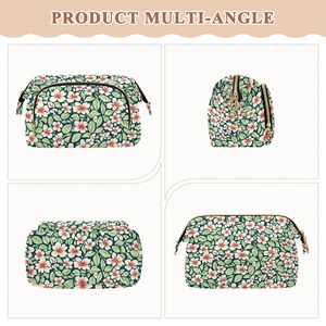 Wholesale Custom Logo Soft Luxury Cosmetic Bag Quilted Makeup Pouch Quilted Make up Bag Zipper Bag - Product Image 3