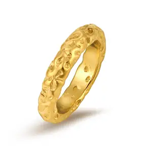 Оптовая продажа, массивное кольцо, 18K, позолоченное латунное кольцо с неровной текстурой, кольцо на палец
