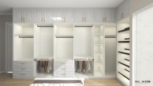 <span class=keywords><strong>Armario</strong></span> de Ropa Sencillo con Acabado de <span class=keywords><strong>Vinilo</strong></span> PVC, Panel de Listones, Estante de Vidrio, para Dormitorio, Vestidor, Armarios Blancos con Isla - Product Image 6