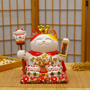 Kucing Keberuntungan Maneki Neko Elektrik Otomatis Berukuran Besar 9 Inci dengan Lengan yang Berayun untuk Pembukaan Toko Bisnis - Product Image 5