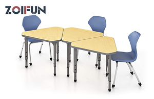 Escritorio Ajustable de Pie para Aula Escolar con Forma de Triángulo Irregular, Mesa de Estudio de Pie para Niños de Varios Colores y Formas - Product Image 2
