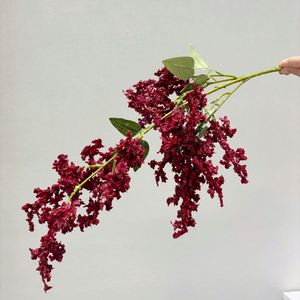 Fleurs artificielles populaires faites à la main en soie bordeaux : Hortensia, Anthurium Andraeanum, <span class=keywords><strong>Rose</strong></span> rouge Lind, style européen, longue durée - Product Image 5