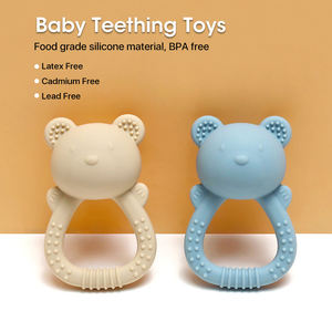 Hochet de dentition pour bébé en silicone de qualité alimentaire, forme d'animal de dessin animé, jouet musical éducatif sensoriel, écologique, facile à nettoyer - Product Image 4