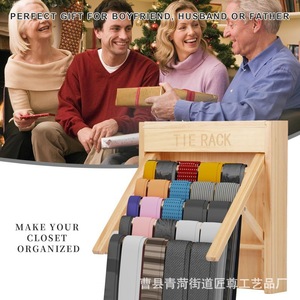 Wooden Tie Rack Solid Wood Wall Mounted Expandable Multi Layer <b>Organizer</b> <b>For</b> <b>Closet</b> Storage - Product Image 3